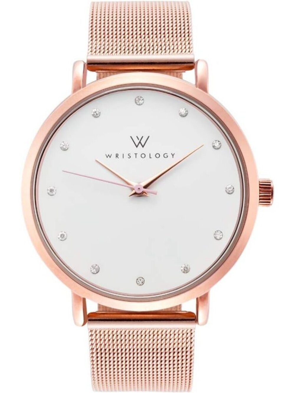 Women's Maxi Rose Gold Mesh Genuine Leather Band Large Easy to Read Wrist Watch